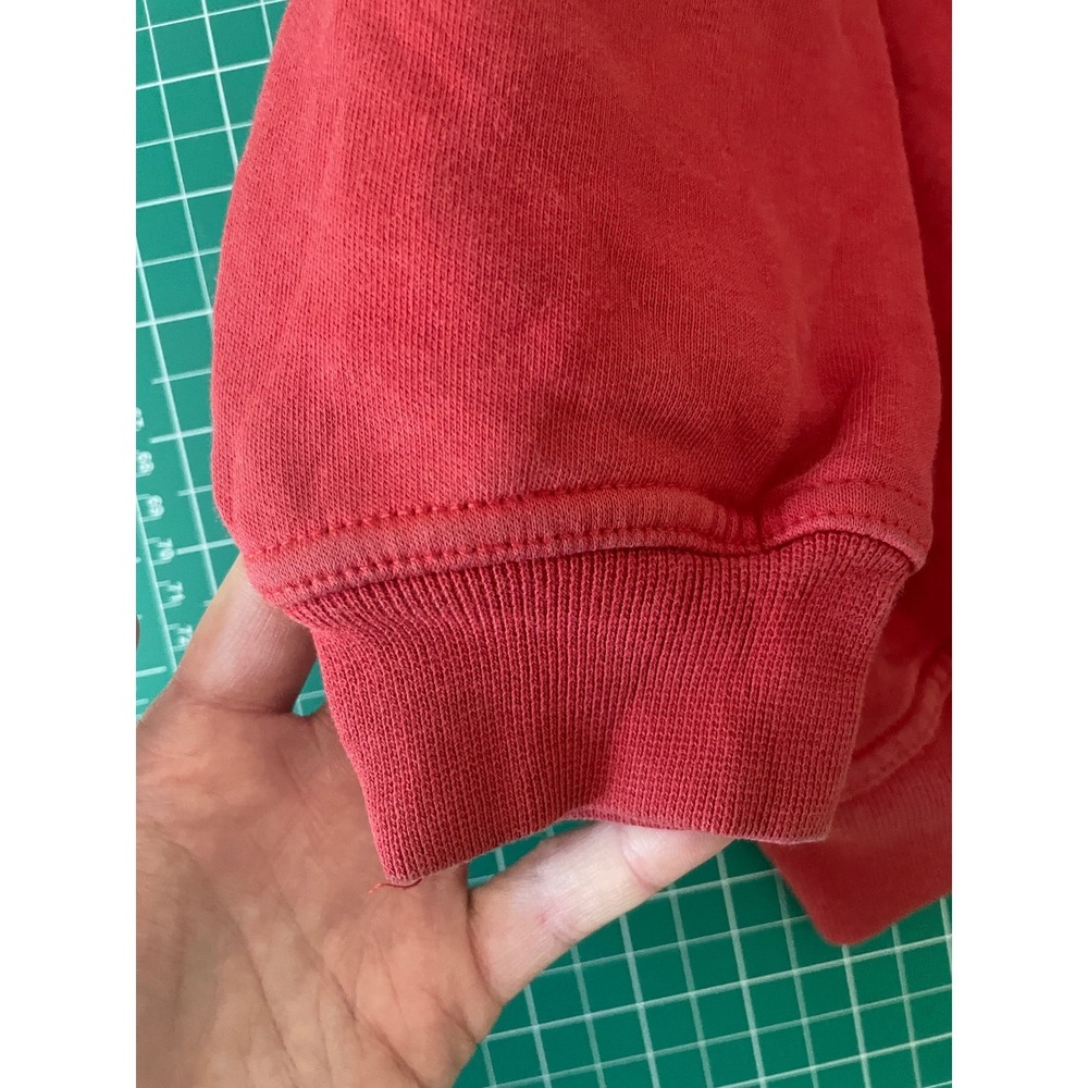 Vintage Y2k Quiksilver Mens Red Zip Up Hoodie Sweatshirt Distressed Logo Size 14 - Picture 8 of 11